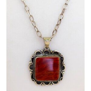 18 inches Red Stone Boho Necklace by Alpaca - Bi1